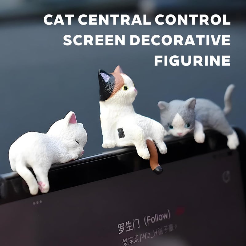 FALVFUN Cute Mini Car Cat Ornament, 5PCS Funny Vehicle Rear View Mirror & Dashboard Figurines Decoration, Automotive Interior Decor Accessories, Universal for SUV Sedan Truck - Image 3